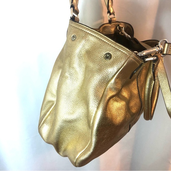 LAUREN RALPH LAUREN Gold Leather Satchel Tote with Shoulder Strap - Picture 7 of 14